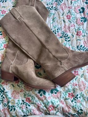 FRYE Women's Tall Suede Boots - Taupe
